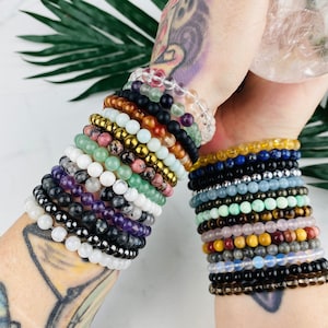 6mm Crystal Bracelets, Pick Your Crystal, Genuine Crystal Jewelry, Crystal Stacking Bracelet, Bracelet Stacks, Boho Style Jewelry, Gift Idea