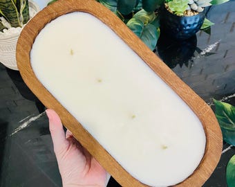 12" Large Wooden Dough Bowl Non Toxic Scented Candles
