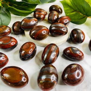 Tiger Iron Tumbled Stones/Crystals for Luck/Protection Crystals/Grounding Stones/Chakra Balancing Stones//Solar Plexus Crystals//Gift