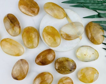 Small Golden Healer Palm Stones/Genuine Golden Healer Quartz Crystal/Ethically Sourced Crystals/Worry Stones/Crystal Palm Stones/Gift Idea