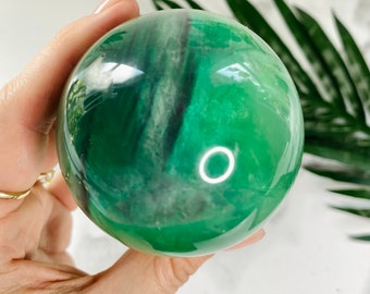 Bright Green Fluorite Crystal Sphere