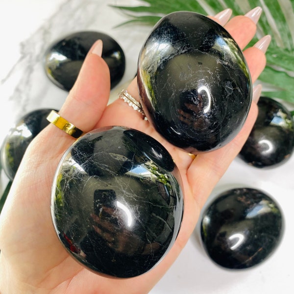 XL Black Tourmaline Palm Stones/Black Tourmaline/Crystals for Protection/Crystal Gridding/Ethically Sourced Crystals/Crystal Gift Ideas