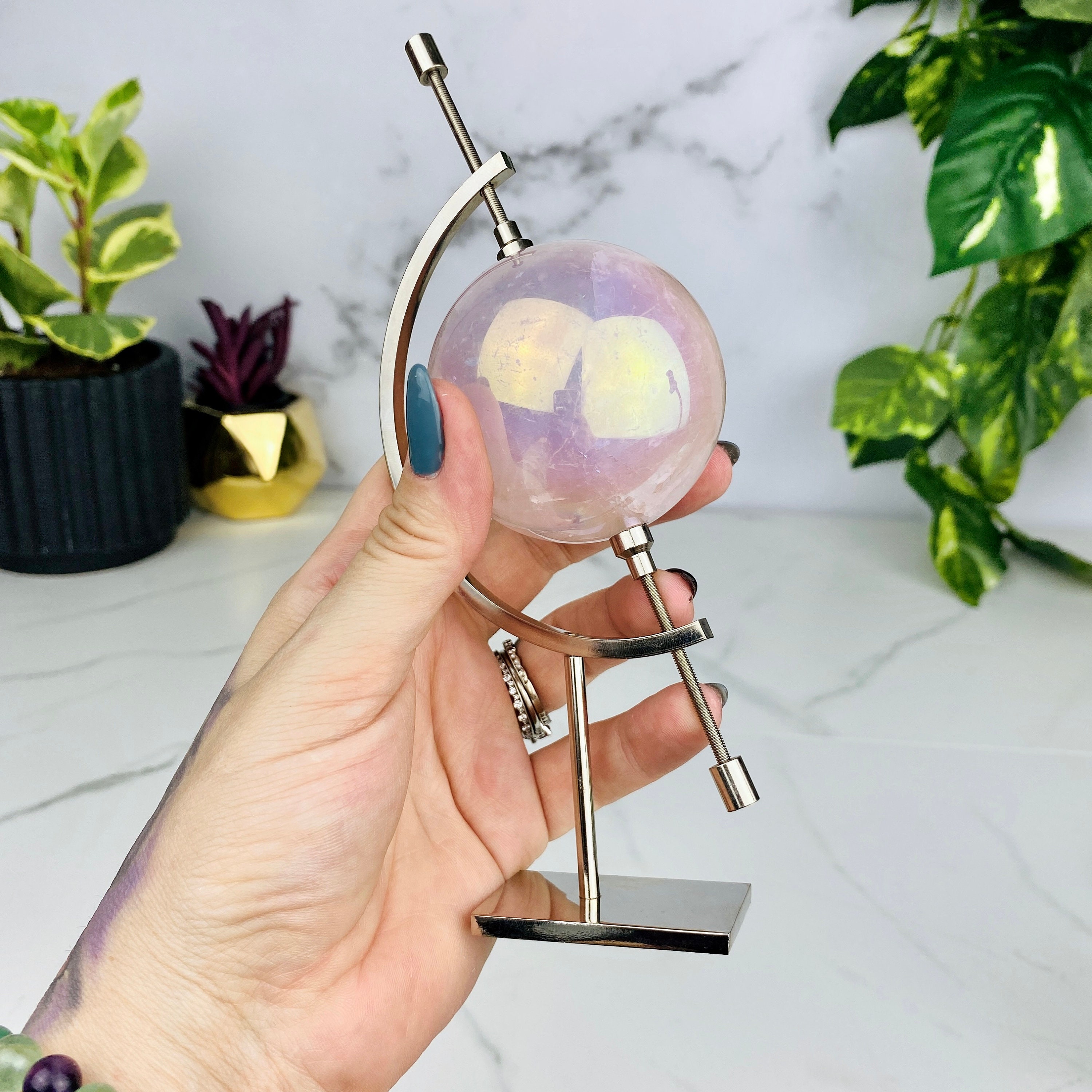 Modern Crystal Sphere Stand//Globe Style Sphere Stand//Crystal Etsy