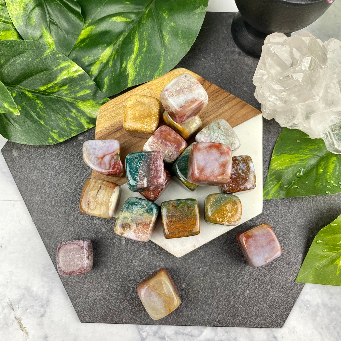 Ocean Jasper Cubes//Genuine Ocean Jasper Crystal//Crystals for Etsy