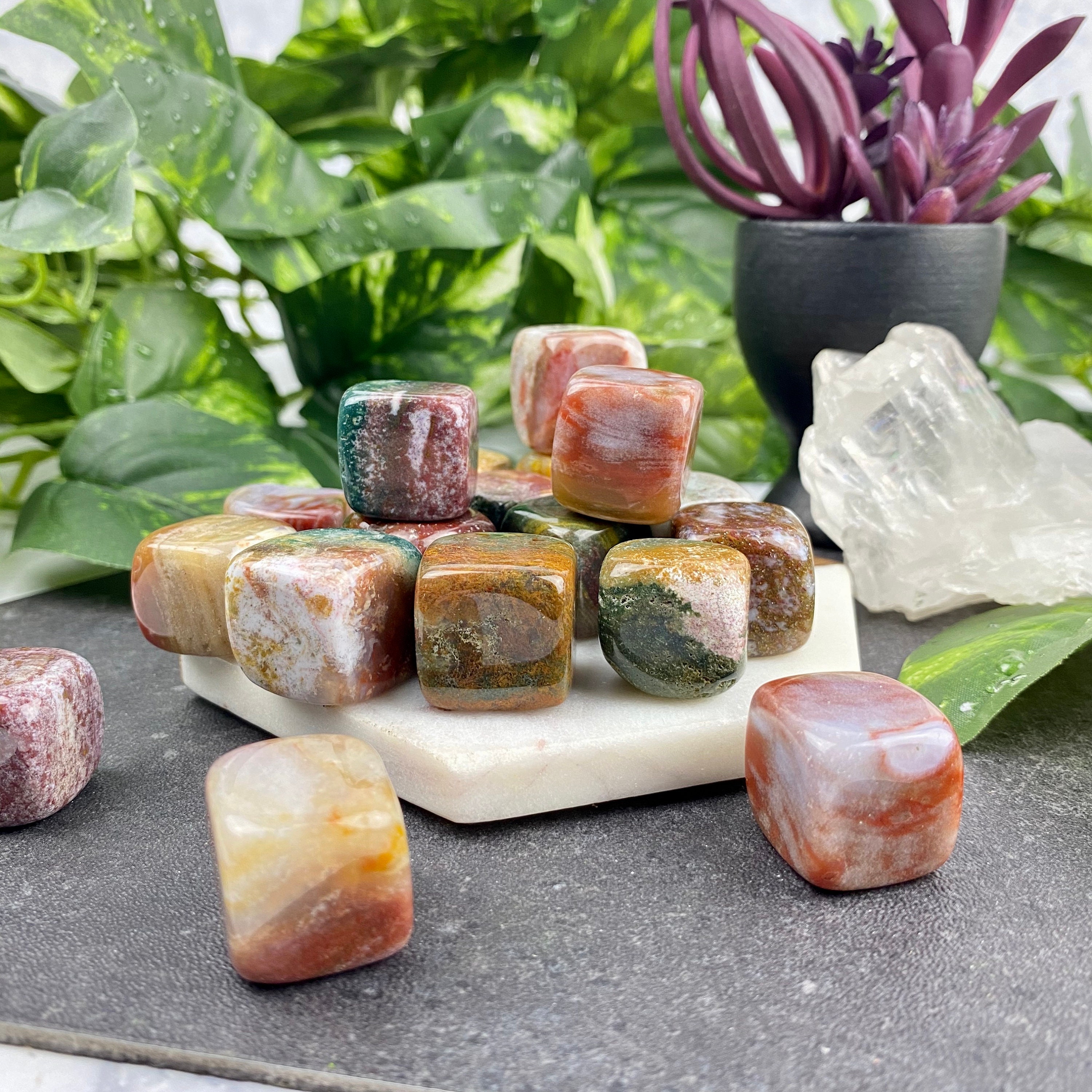 Ocean Jasper Cubes//Genuine Ocean Jasper Crystal//Crystals for Etsy