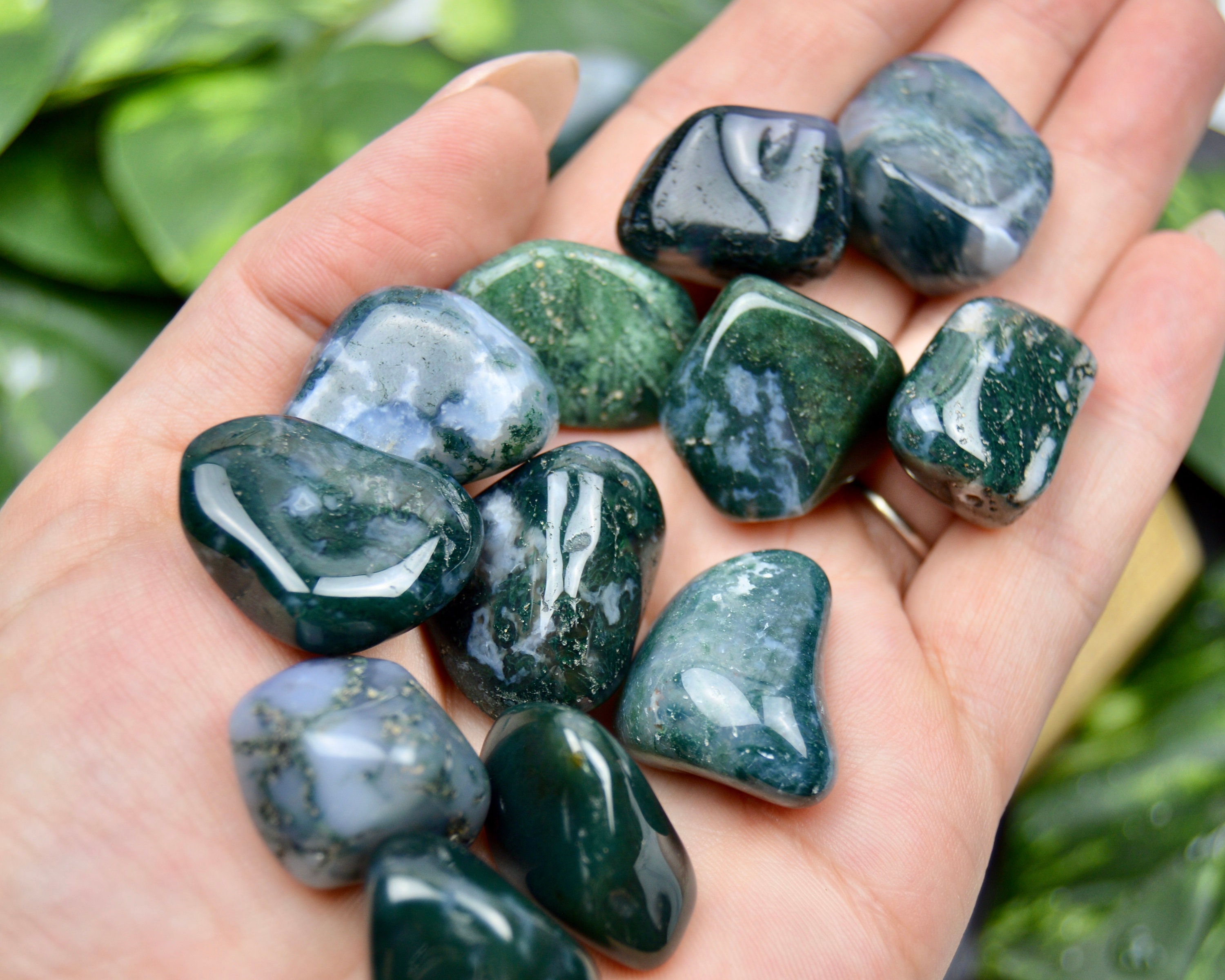 Moss Agate Tumbled Stones//Small Tumbled Stones//Moss Agate | Etsy