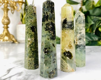 Prehnite Crystals Towers, Genuine Prehnite Crystal, Small Crystal Towers, Genuine Crystal Gift Idea, Natural Crystal Home Decor, Stone Decor
