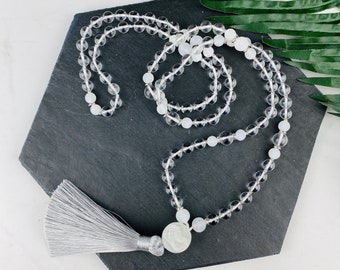 Pure Quartz Crystal Mala Style Necklace