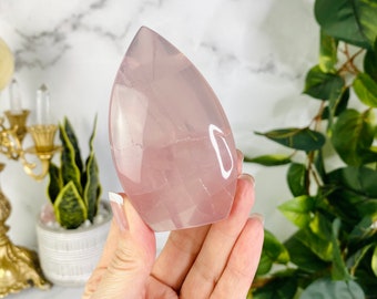 Gemmy Star Rose Quartz Flame Tower
