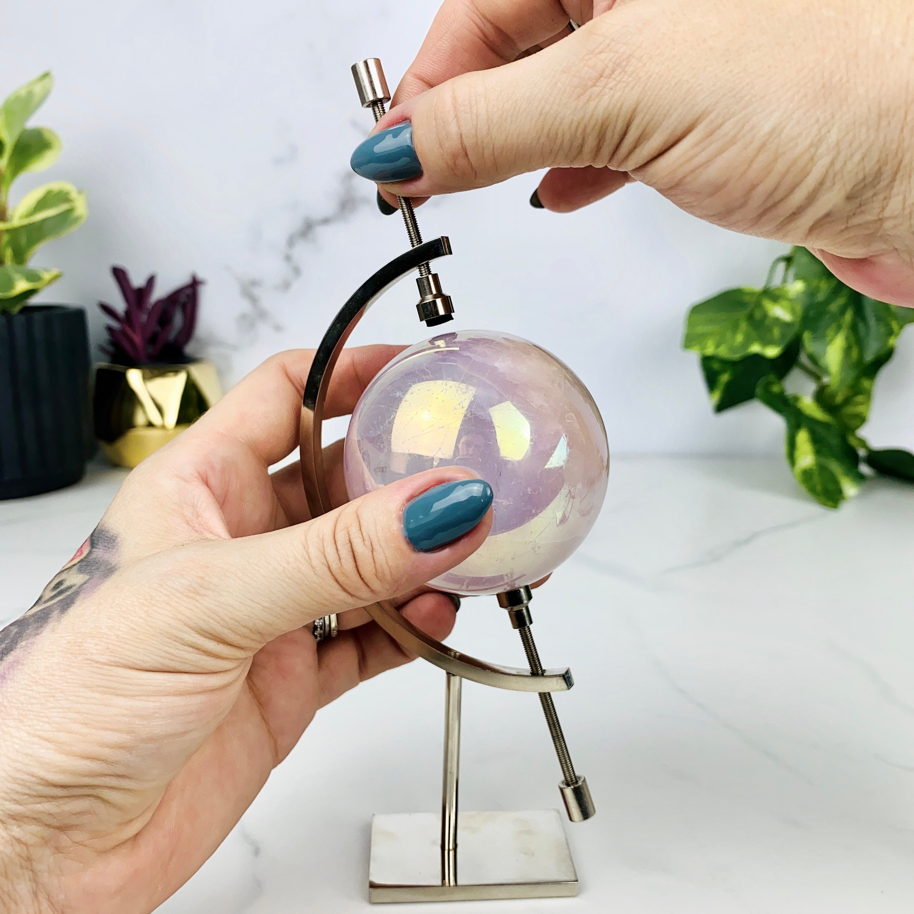 Modern Crystal Sphere Stand//Globe Style Sphere Stand//Crystal Etsy