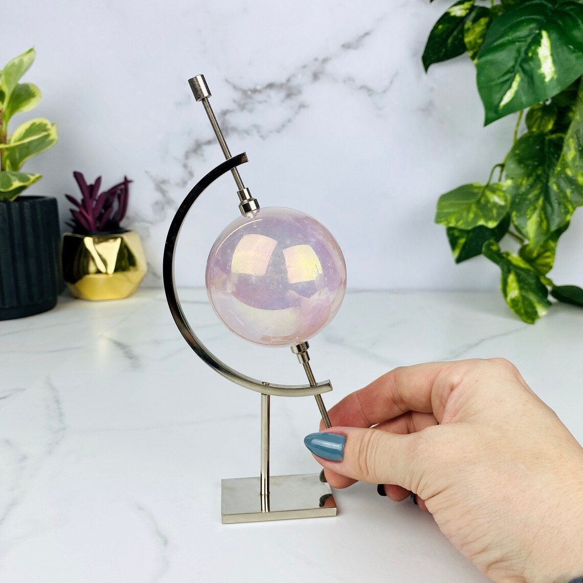 Modern Crystal Sphere Stand//Globe Style Sphere Stand//Crystal Etsy