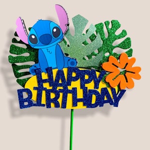 STITCH CAKE TOPPER - Happy Birthday Cake Topper - Hawaiian Decor