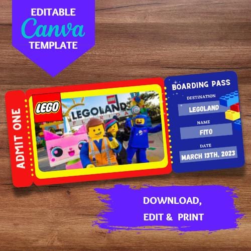 Lego Land Boarding Pass Printable Ticket