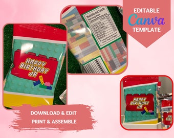 Building Block Chip Bag | Digital Download | Printable Treat Bags