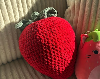Large Crochet Strawberry Pillow Plush - color options