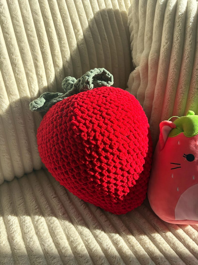 Large Crochet Strawberry Pillow Plush - color options