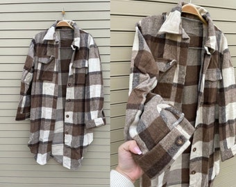 On.Rack | Brown Tone Checkered Long Jacket Shacket - SAMPLE SALE (SMALL)