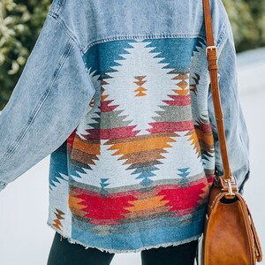 On.Rack Aztec Print Lapel Pocket Denim Jacket image 2