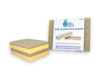 Sisal & Wood Pulp Sponge | 2 Per Pack | Eco-Friendly | Compostable