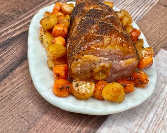 Baked ham with potatoes and carrots 1:6 scale