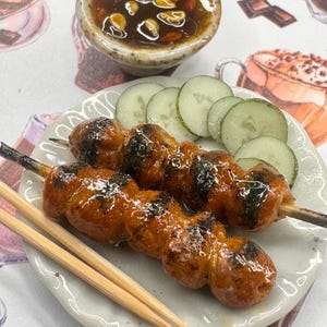 Espetos de Almôndegas Grelhadas Teriyaki