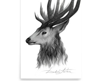 Deer Pencil Art Print: Wildlife Illustration, Nursery Wall Decor