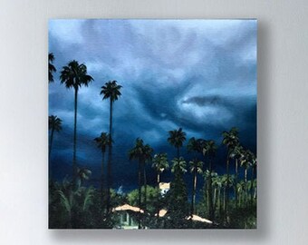 Palm Tree Thunderstorm Oil Painting: California Tropical Art
