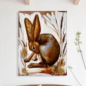 Bunny Original Painting, Rabbit Art, Rabbit Painting, Bunny Art, Oil Rabbit, Easter Bunny, Customized