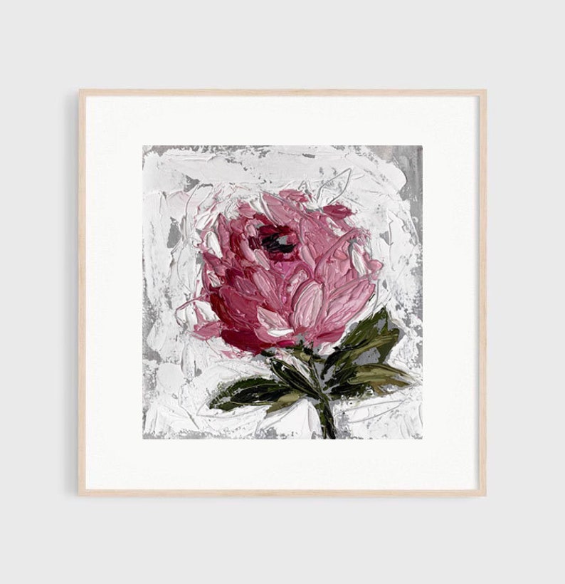 Flower art abstract impressionism fine art impasto Peony painting painting original oil