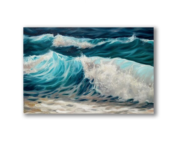 海景油絵 波 油絵 海 日本 真作 掛軸 旭日昇天 海景図掛軸 朱日