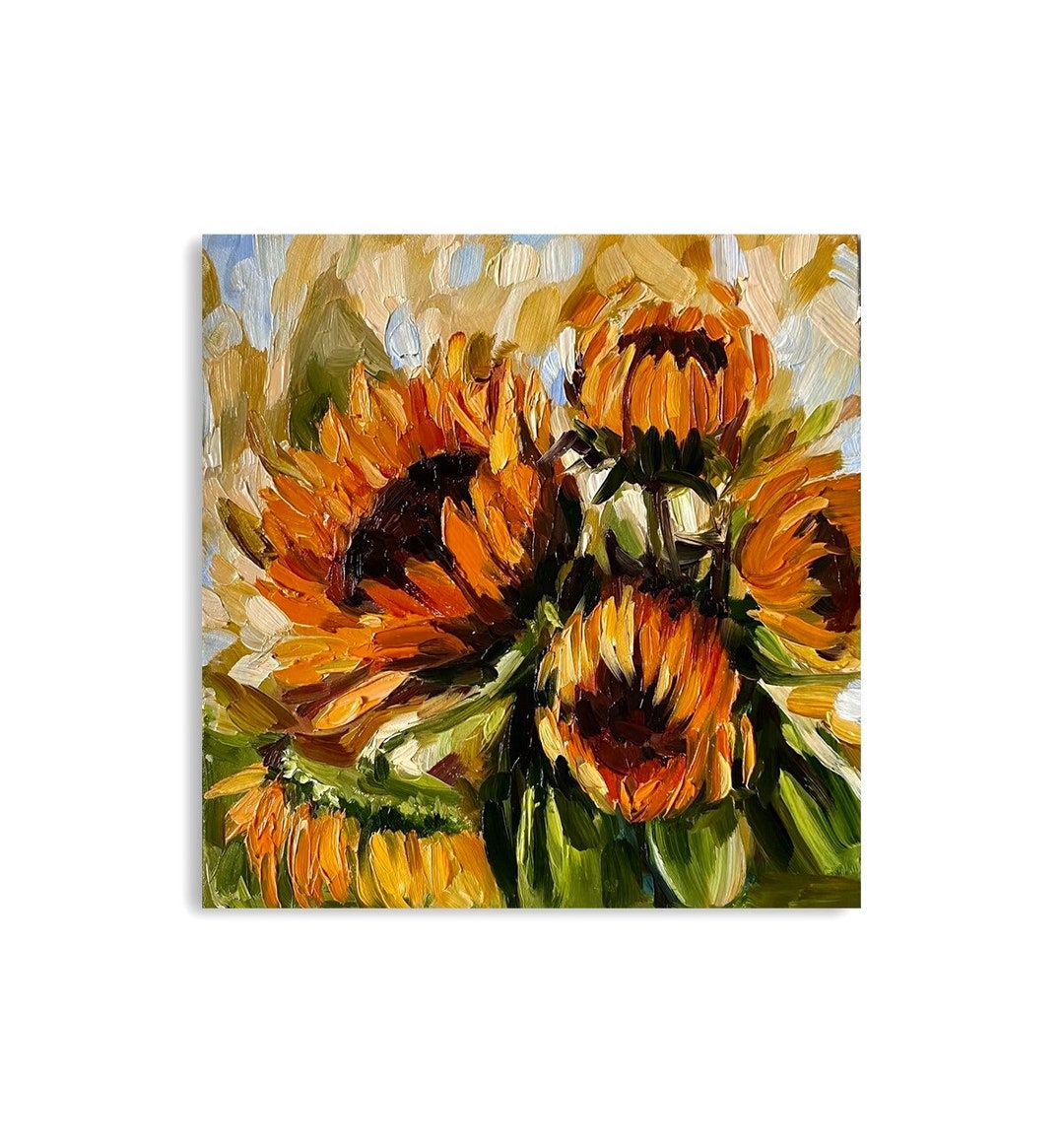 Original Sunflower Oil Painting: Impasto 3D Floral Art - Etsy