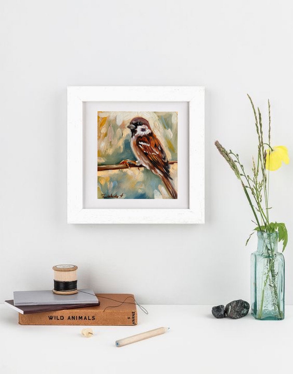 Bird Oil Painting Original Art Gift Personalized - Etsy
