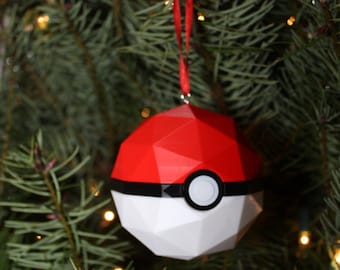 3D-geprinte pixelbal rood en wit fanart kerstboomornament gemaakt in de VS!!