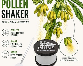 Cannabis Pollen Shaker with Replaceable 100 Mesh Stainless Steel Screen | Threaded Twist-Off Lid & Base | Fine Pollen Collector Tool