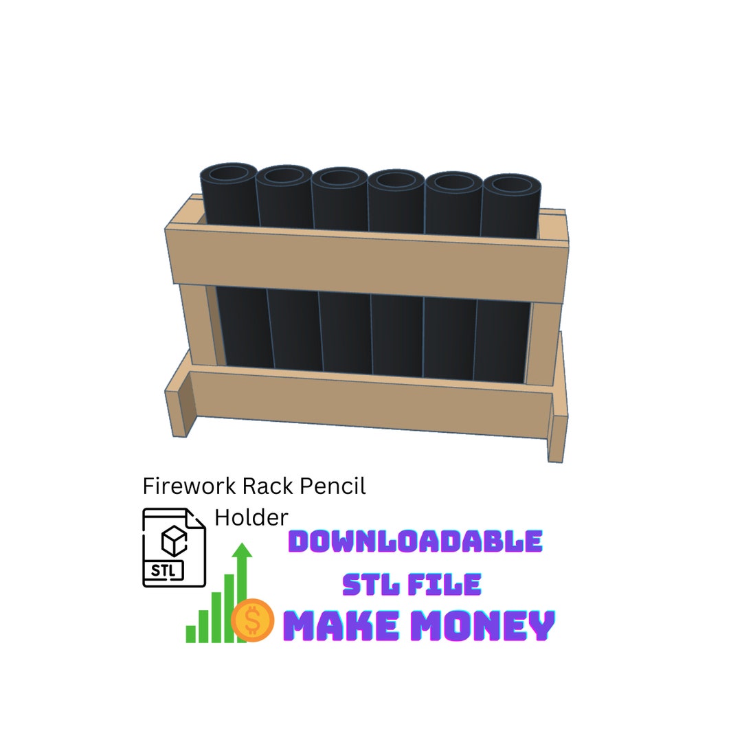 6 Shot Firework Rack Pencil Holder | STL File With Commercial Licensing ...