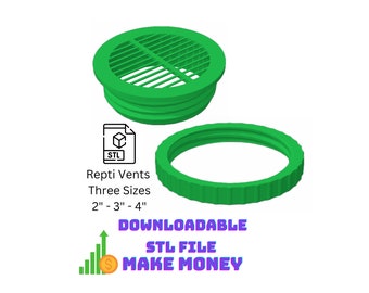Reptile Repti Threaded Air Vents | STL File with Commercial Licensing | 2" 3" 4" Size |  Frog, Snake, Gecko,