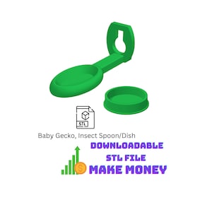 Baby Feeder Dish/Spoon, Gecko, Isopods, Insects STL File With Commercial License