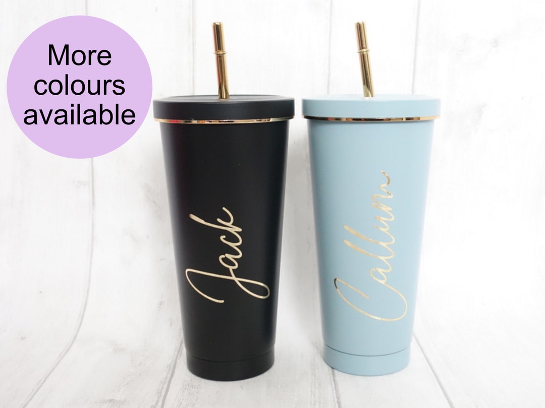 Metal Tumbler With Lid and Straw, Double Insulated Stainless Steel