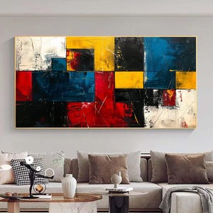 Original Textured Color Block Painting, Modern Abstract Geometric Canvas Art, Vibrant Colorful Wall Art, Contemporary Art, Bold Home Decor