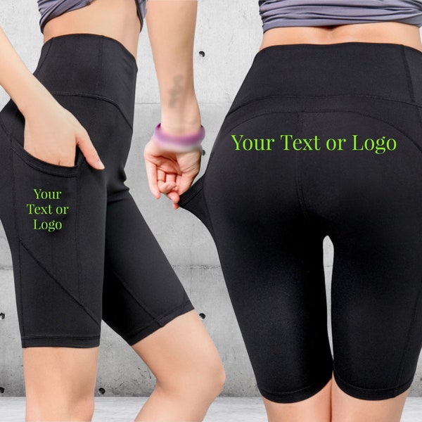 Workout Shorts. Custom Running Shorts for women. Yoga Shorts. Custom bike shorts for women. Custom Women’s biker shorts with Text or Logo