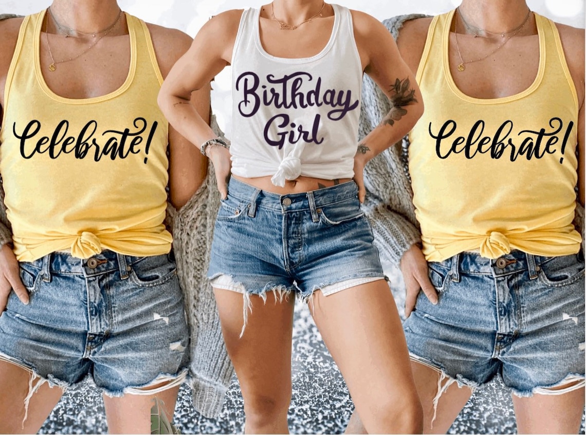 Custom Birthday girl tank top. Party Tank Tops Women. Etsy