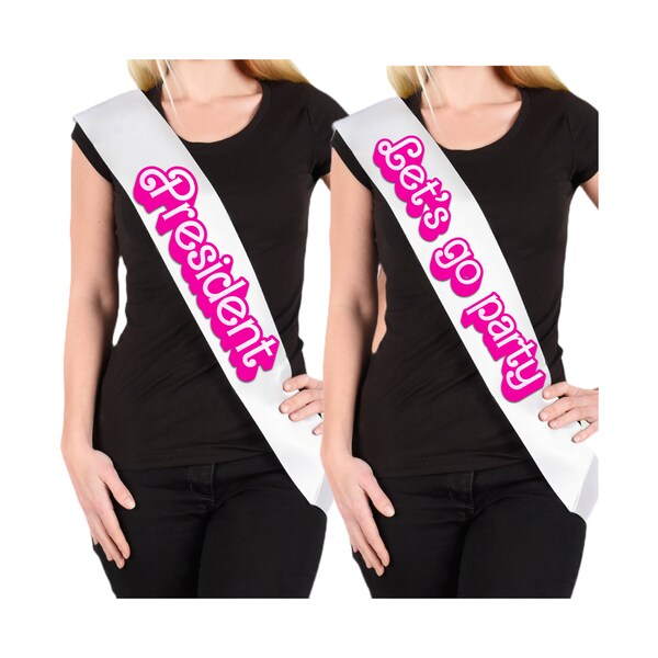 Milano21 Custom Lets Go Party Sash and President Sash. Perfect for Celebrations and Events