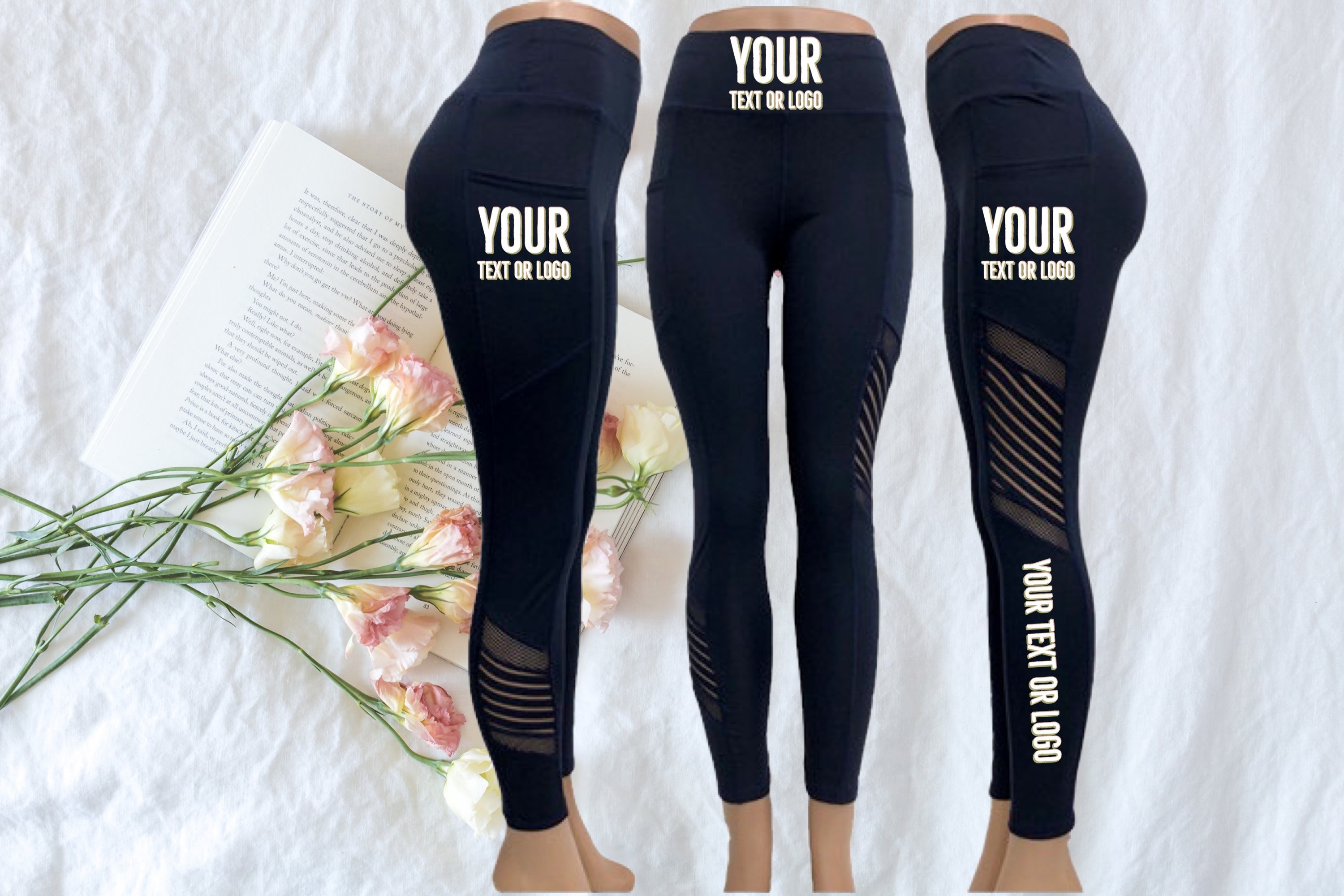 Leggings Park Buttery-Soft High Waist Black Joggers with Double