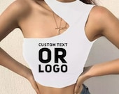 Custom one shoulder crop Top. Custom sports crop top with your text or logo.Personalized crop top