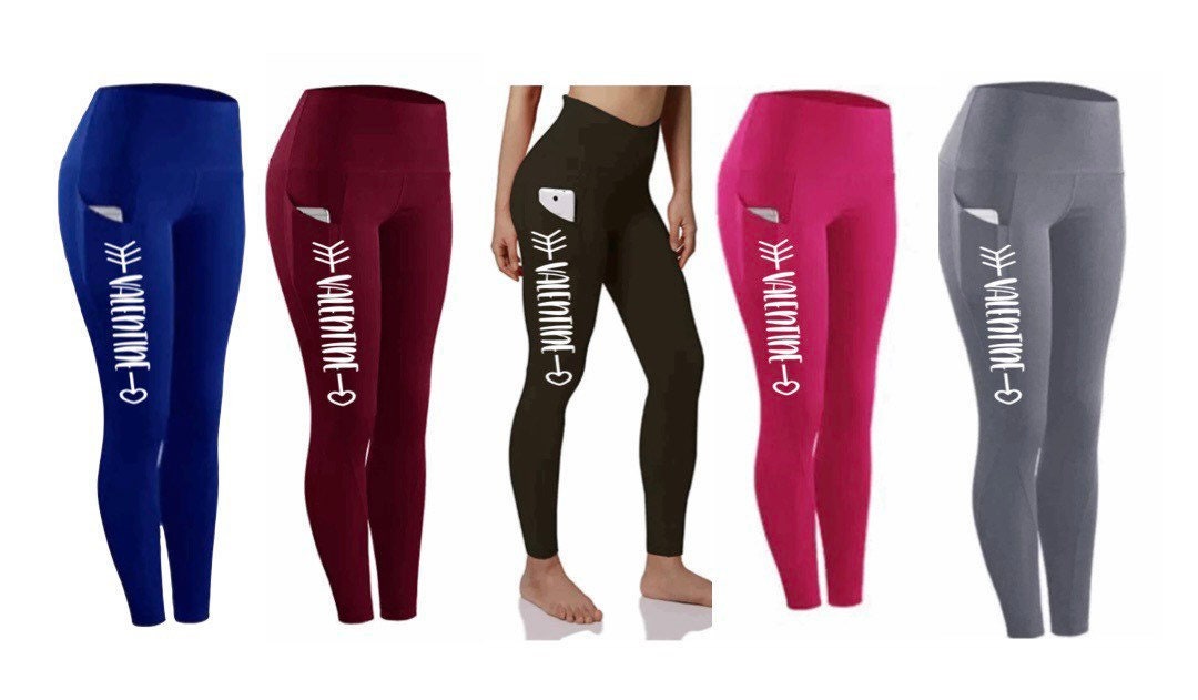 Athletic Valentine Leggings Athletic Clothing Athletic Apparel Valentines  Gift for Women 