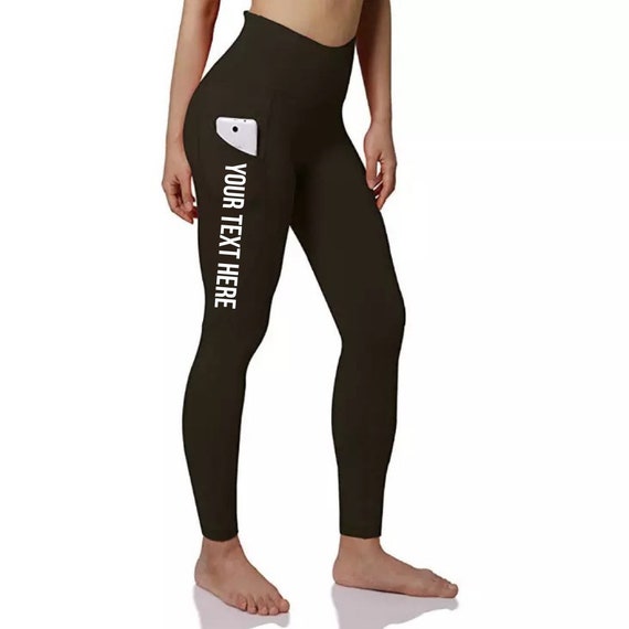 Athletic Yoga Gym Sports Leggings Pants. Customize Tights With Your Own  Text. Custom Pocket Leggings With 2 Side Pockets 