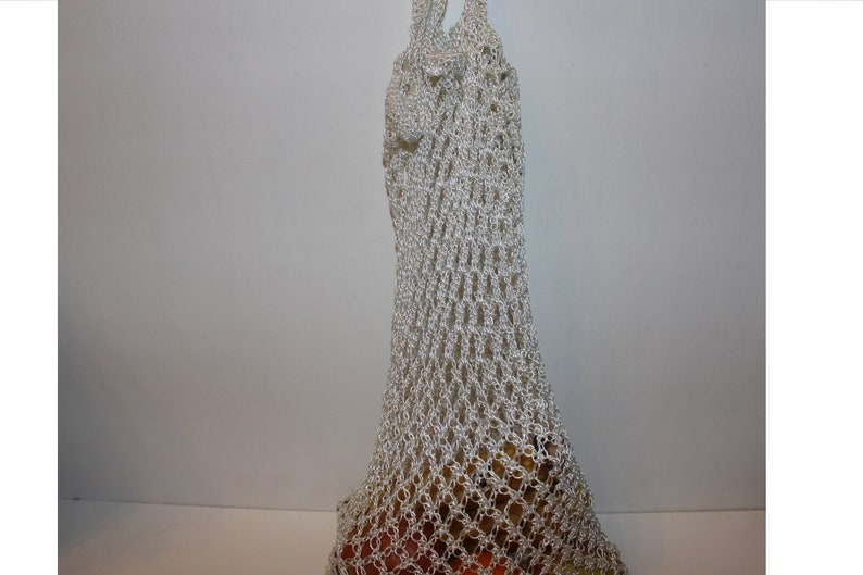 Farmers Fruits Vegetables Rustic Village Bag Crochet Eco Market Shopping Bag Organic Produce Soviet Bag USSR Vintage 60s White String Bag