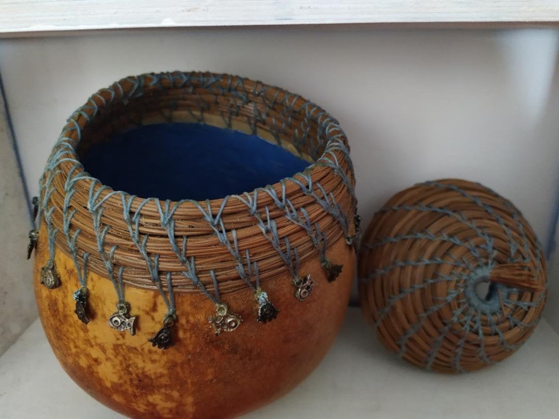 Gourd container with lid Etsy