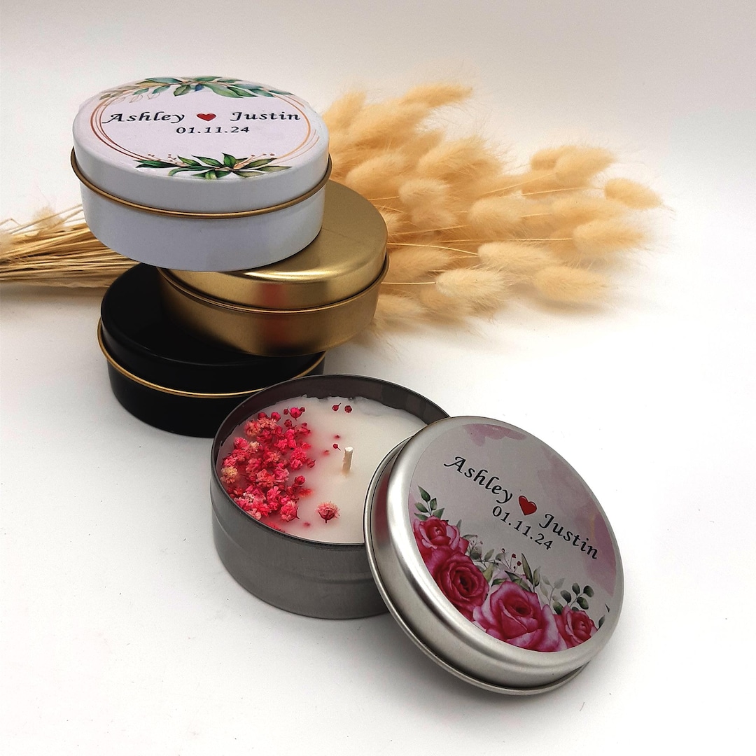 Wedding Guest Gifts, Personalized Tin Candle Favors, Anniversary Party ...