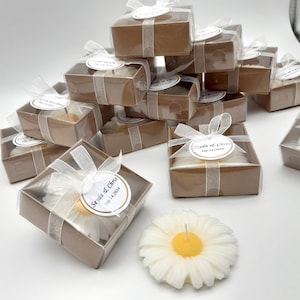 Candele per bomboniere, regali di candele margherite sfusi, regalo di nozze personalizzato, candele nuziali sfuse, set regalo di nozze, set di scatole regalo di candele